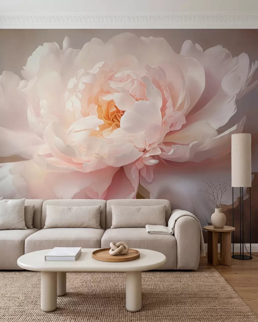 wall murals Blooming peony flower in a delicate color palette w03247