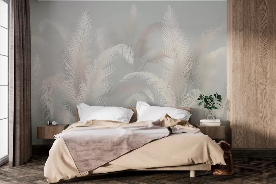 wall murals Delicate tropical palm leaves w03250v3