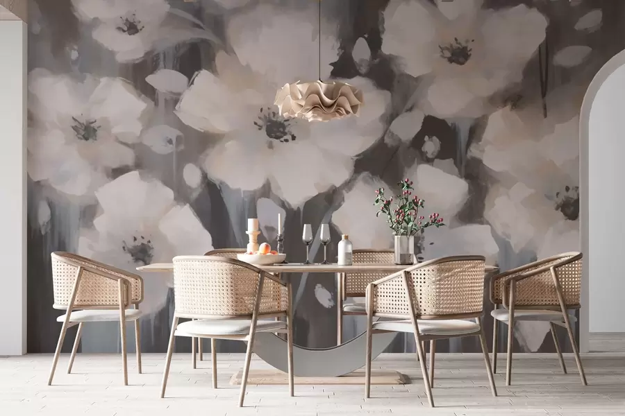 wall murals Large White Flowers w03217