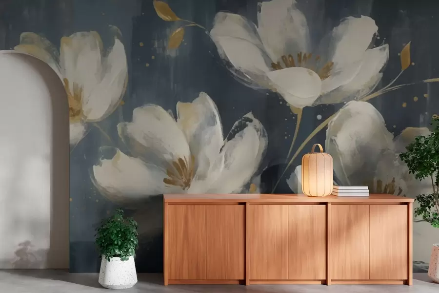 wall murals Large White Flowers w03228