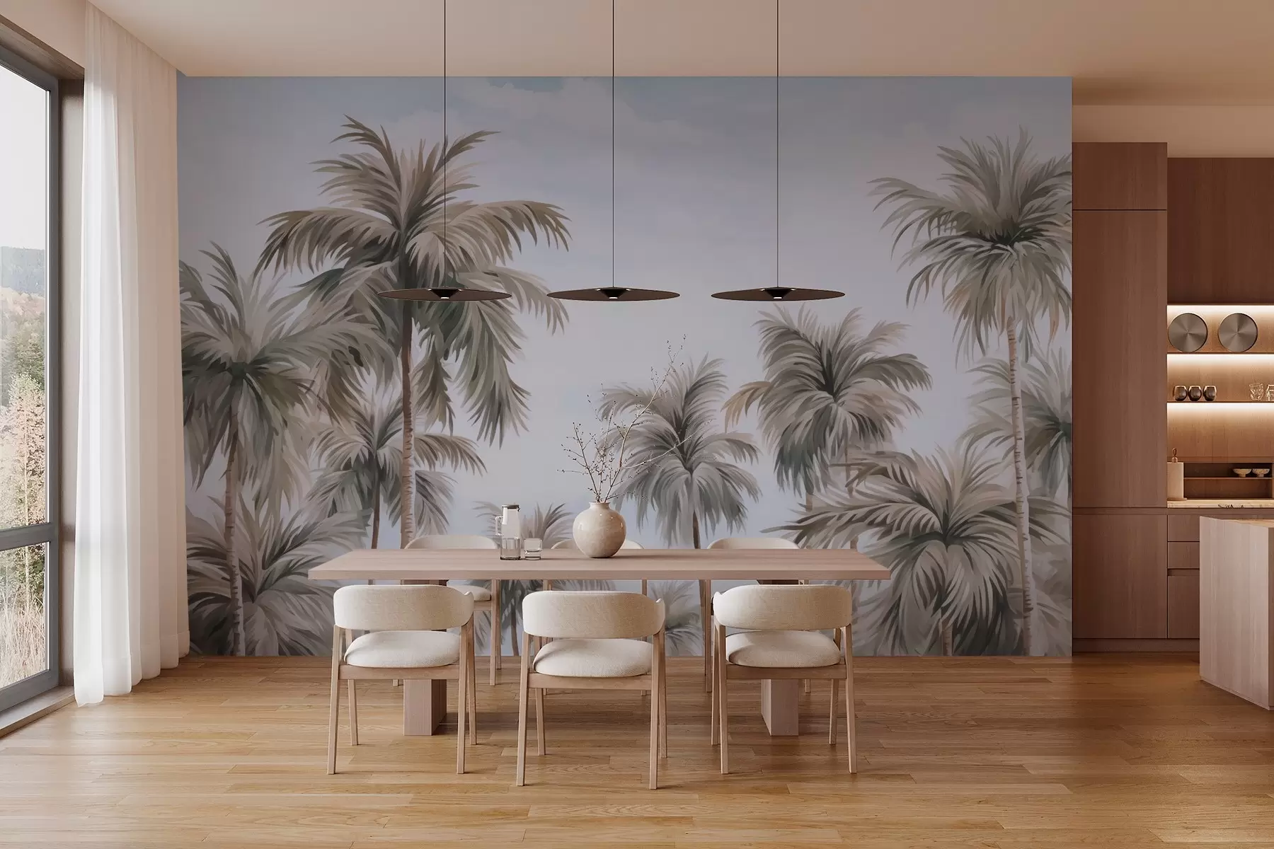 wall murals Palm trees against the sky imitation of watercolor w03184