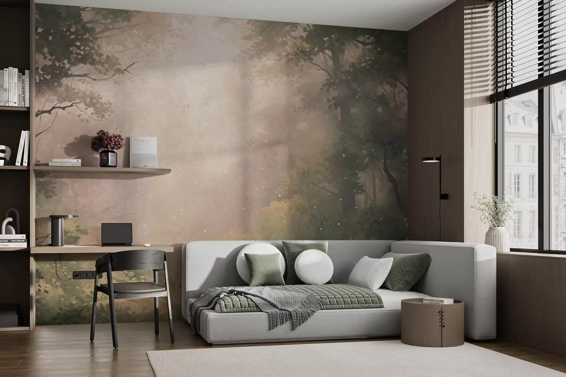 wall murals Fairy forest, sepia w08861