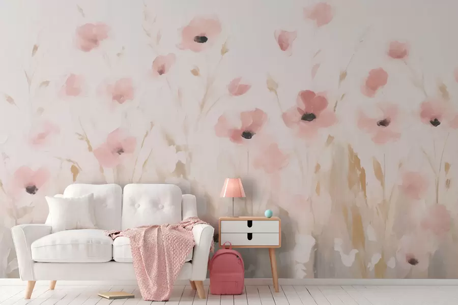 wall murals Pink small flowers w03307
