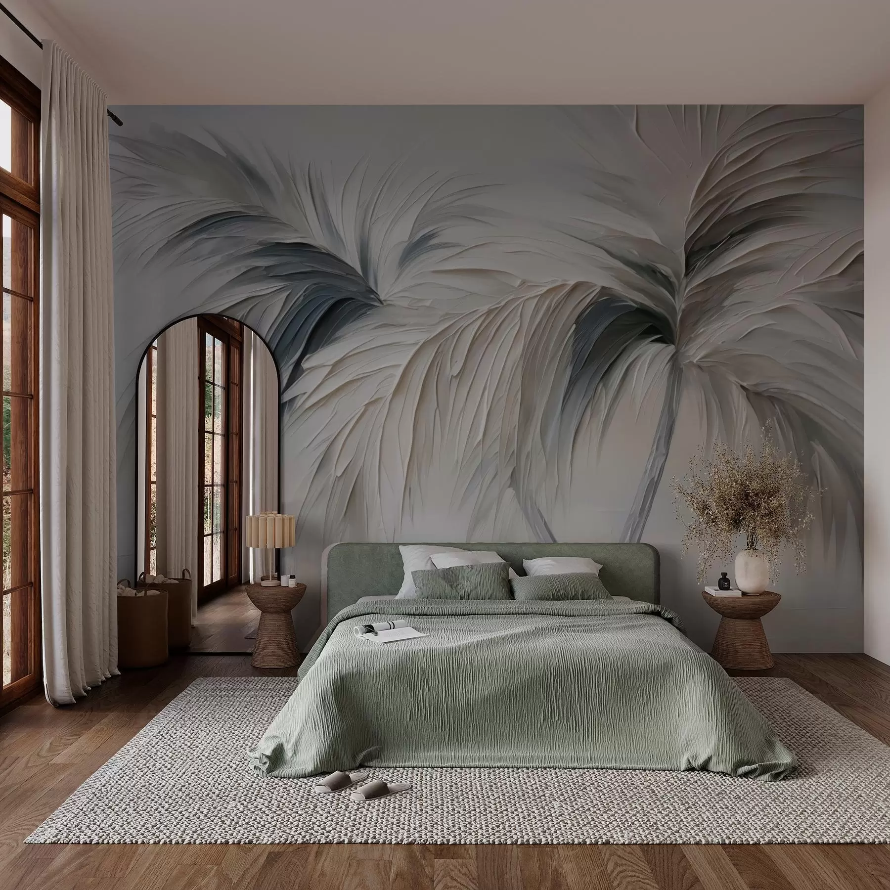 wall murals Abstract palm trees imitation of brush strokes w03269