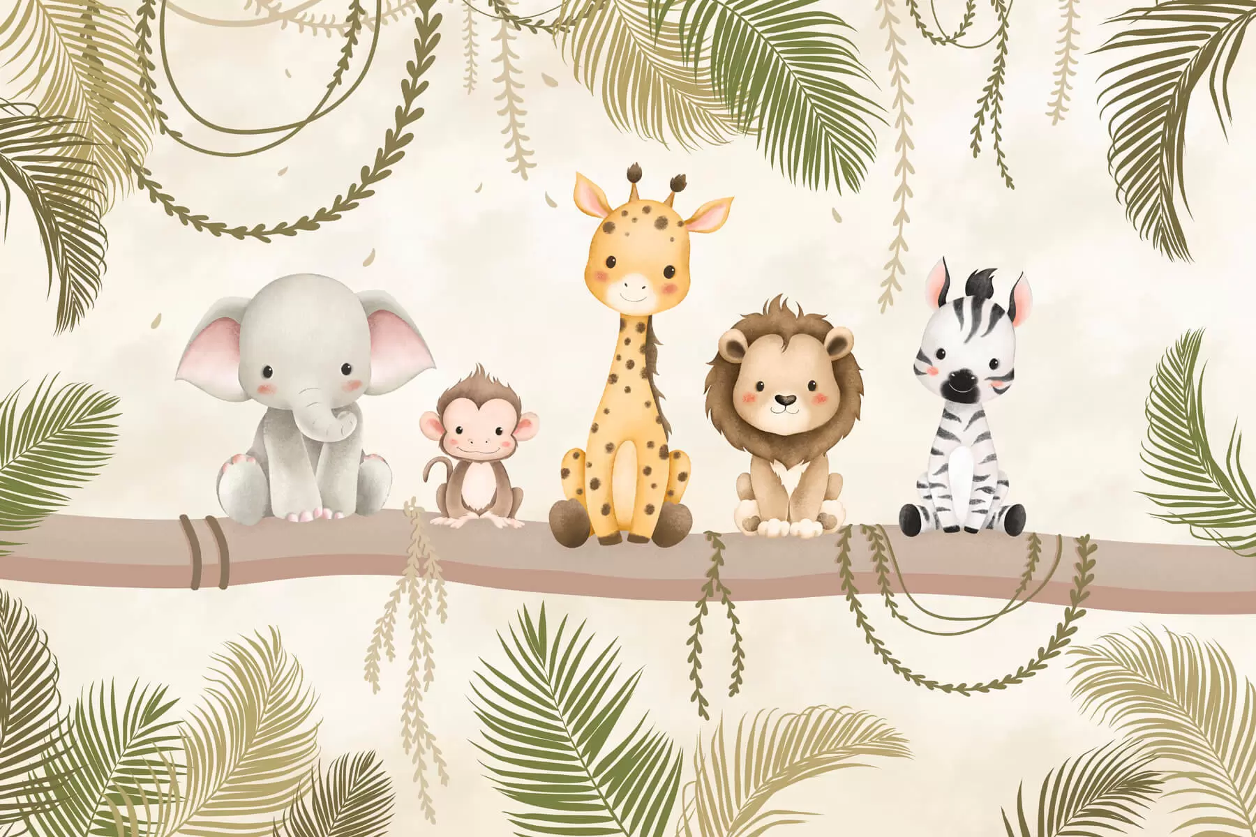 wall murals Cute tropical animals w03166
