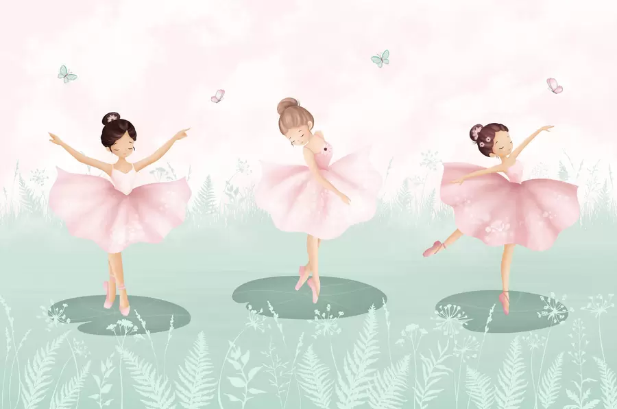 wall murals Landscape with dancing ballerinas w03168v2