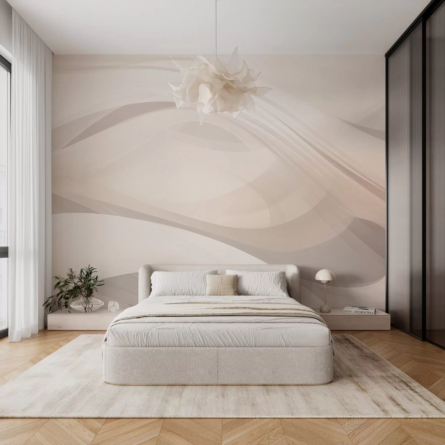 wall murals Abstract waves in light shades w03236