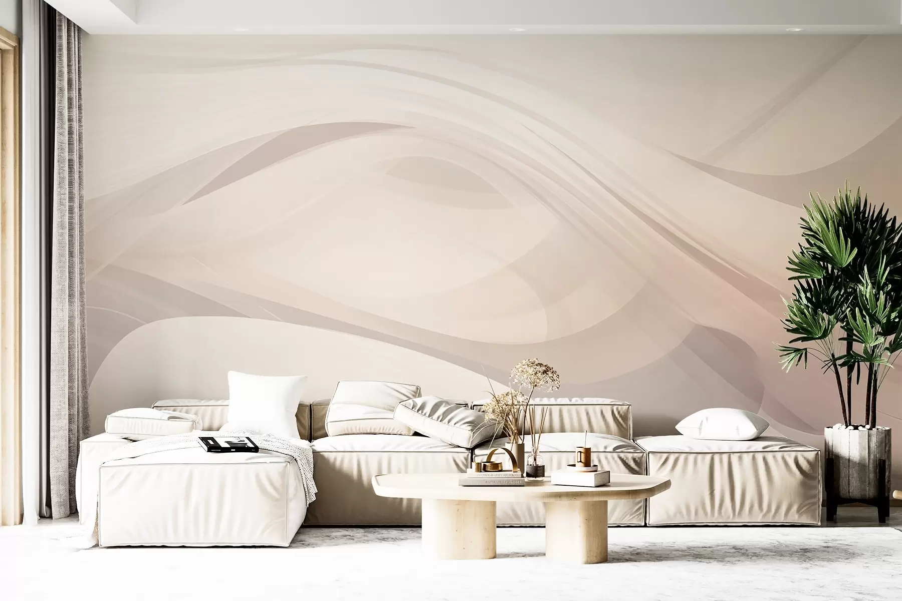 wall murals Abstract waves in light shades w03236