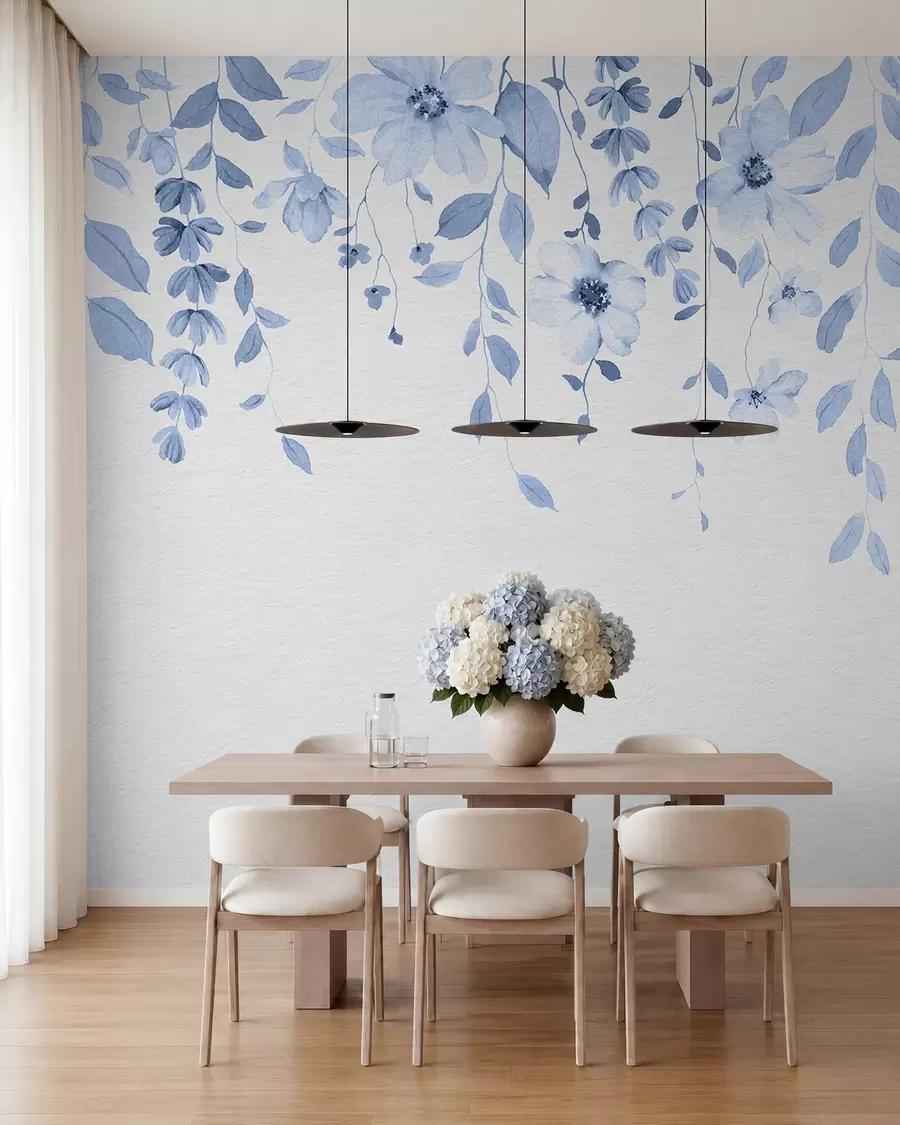 wall murals Hanging watercolor flowers and leaves w03315v3