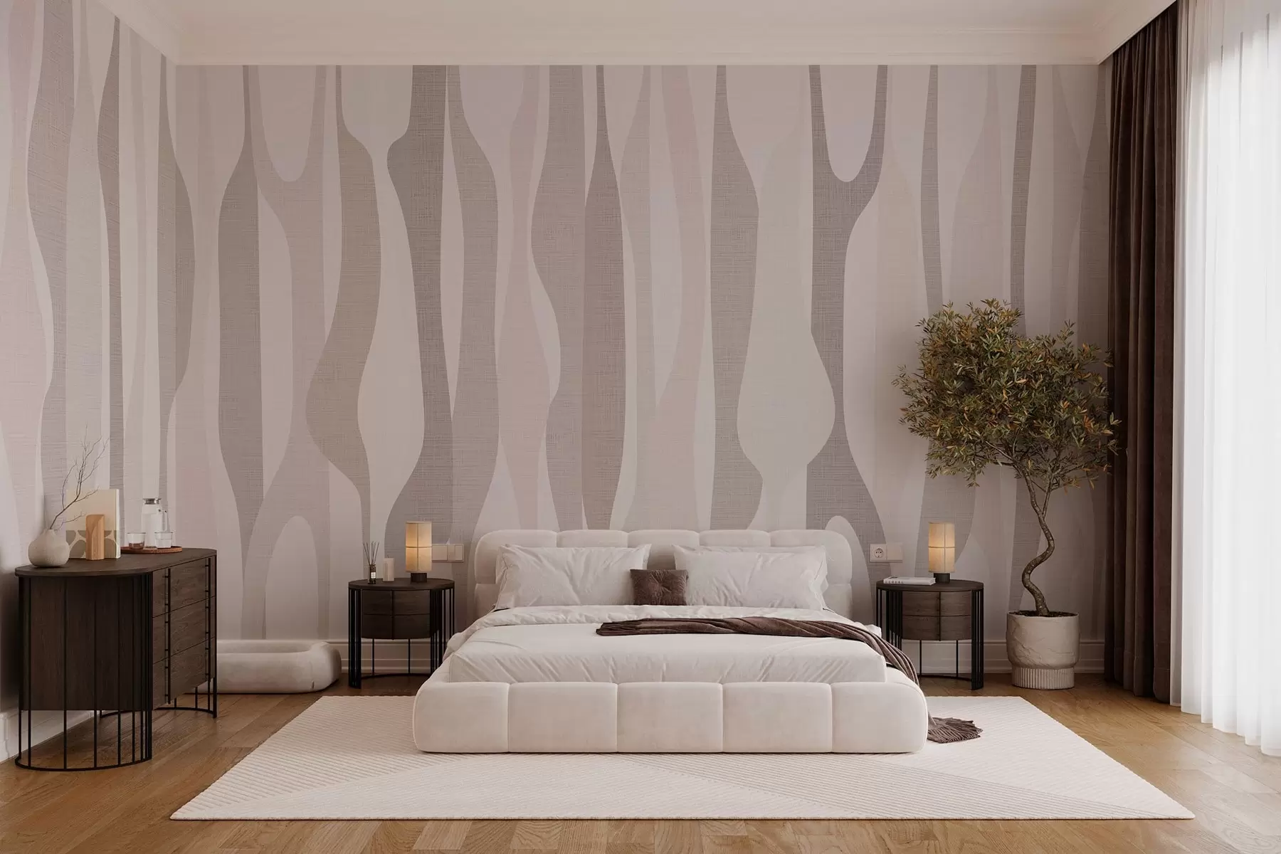 wall murals modern abstract shapes in warm beige shades w03283