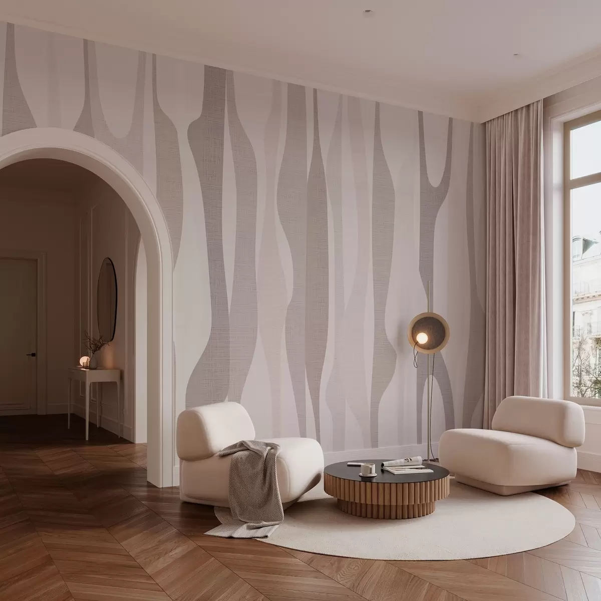 wall murals modern abstract shapes in warm beige shades w03283