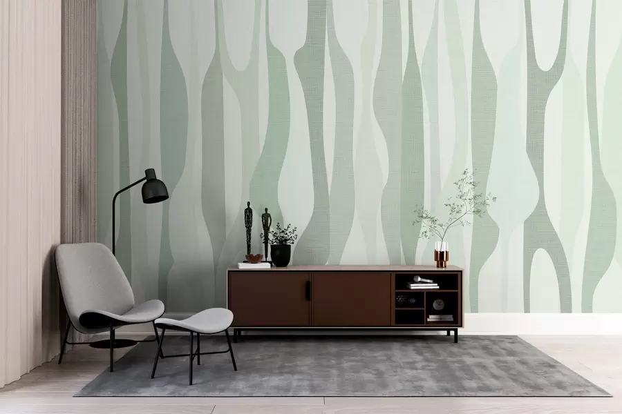 wall murals modern abstract shapes in light green shades w03283v2