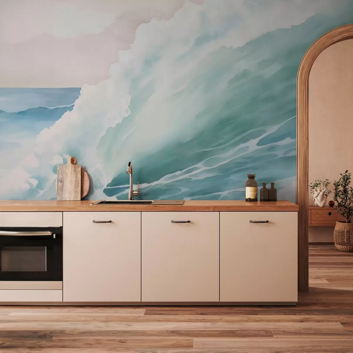 wall murals Sea wave imitation watercolor w03360