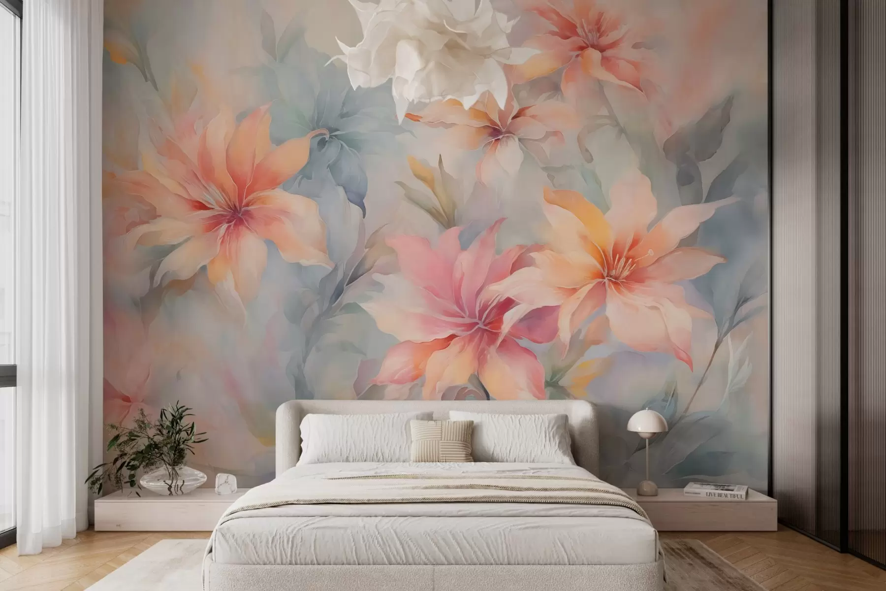 wall murals Bright abstract flowers w03362