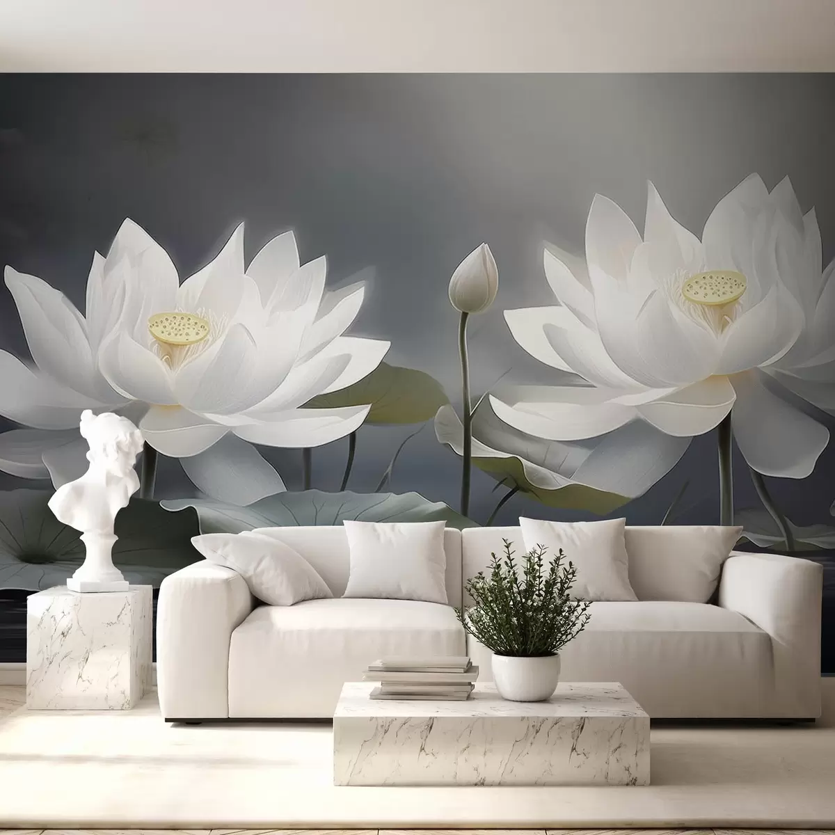 wall murals Two large lotus flowers w08906