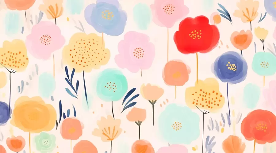 wall murals Bright abstract flowers w03373