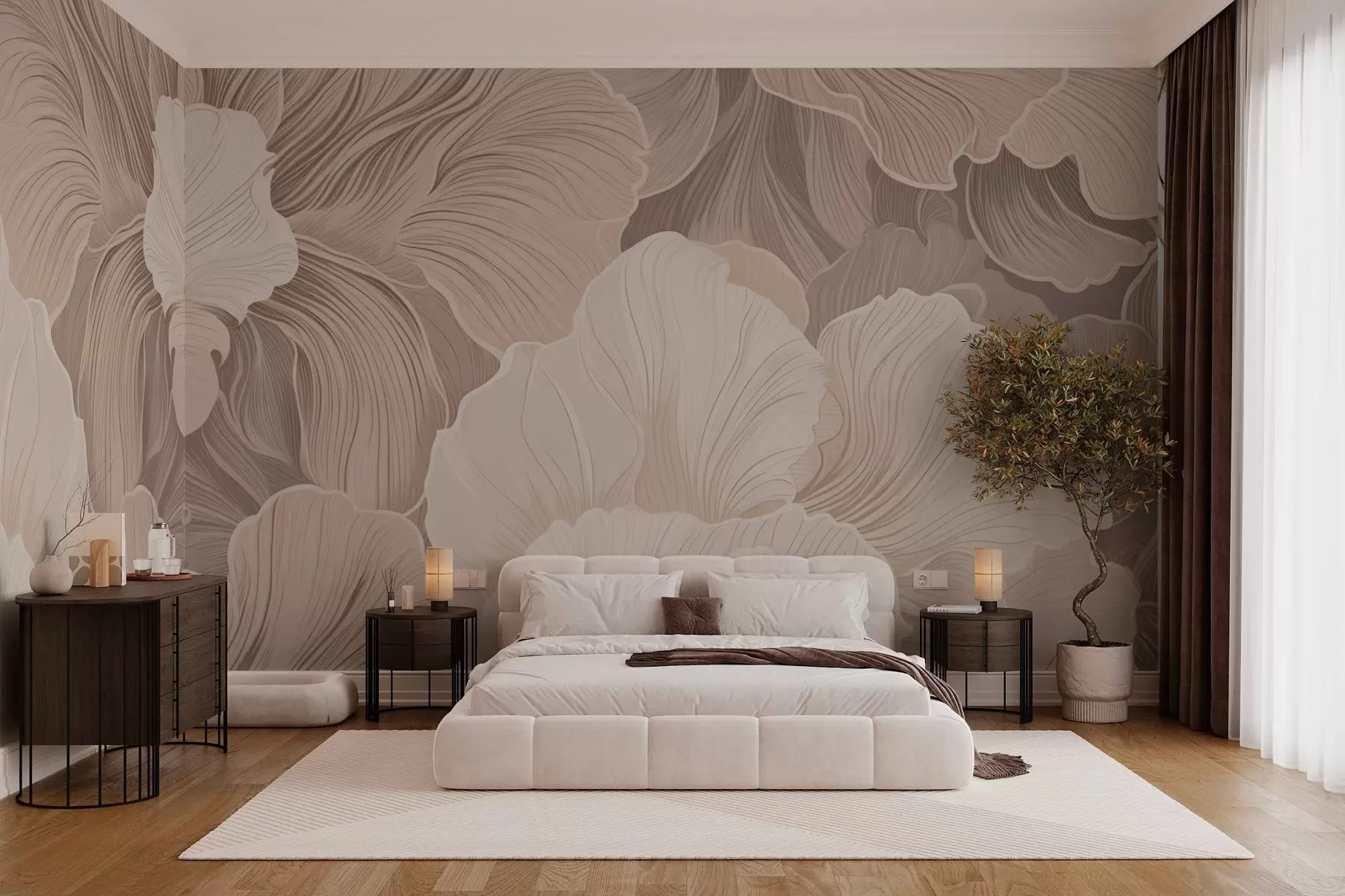 wall murals Trendy delicate flower petals in pastel colors w03385