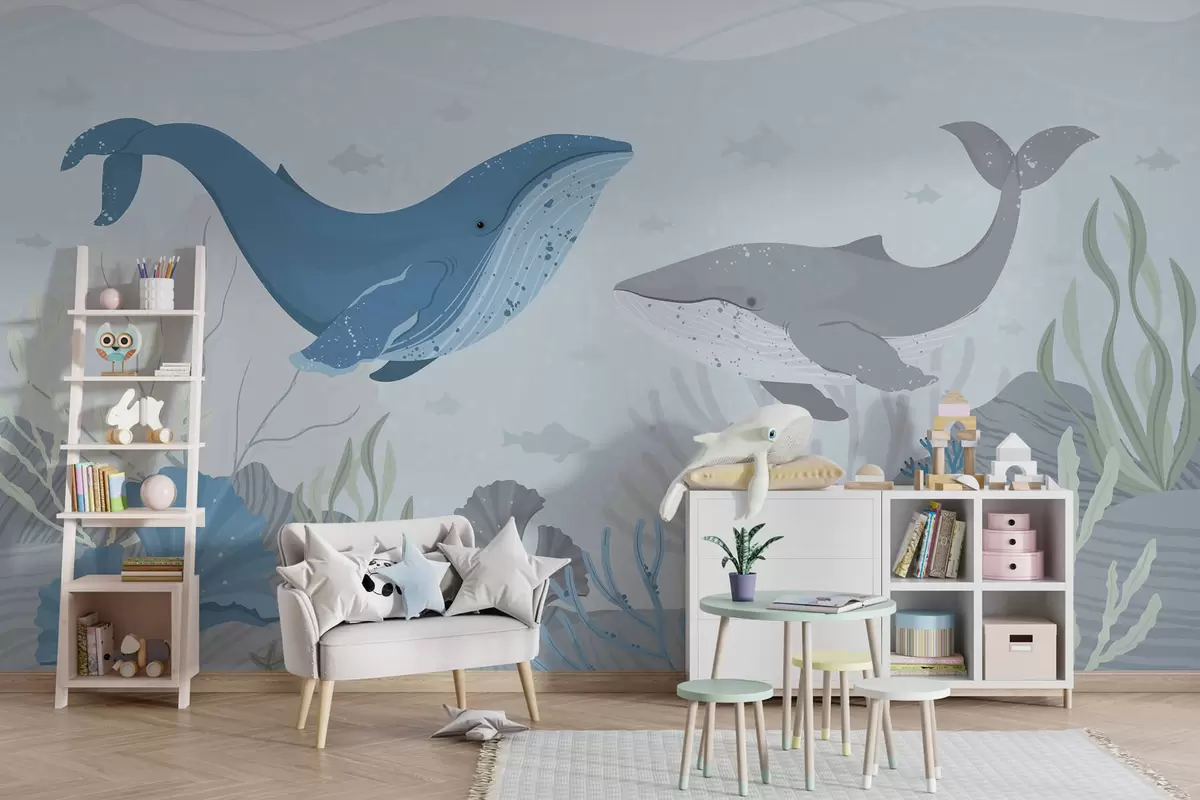 wall murals Whales in the ocean w03378v1