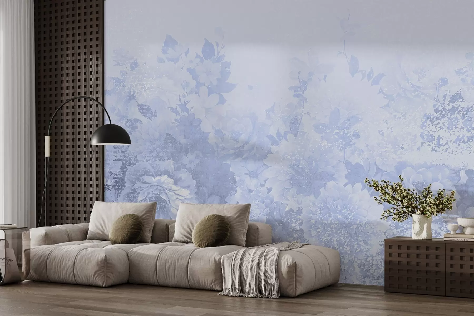 wall murals Delicate, single-color, vintage flowers w08925