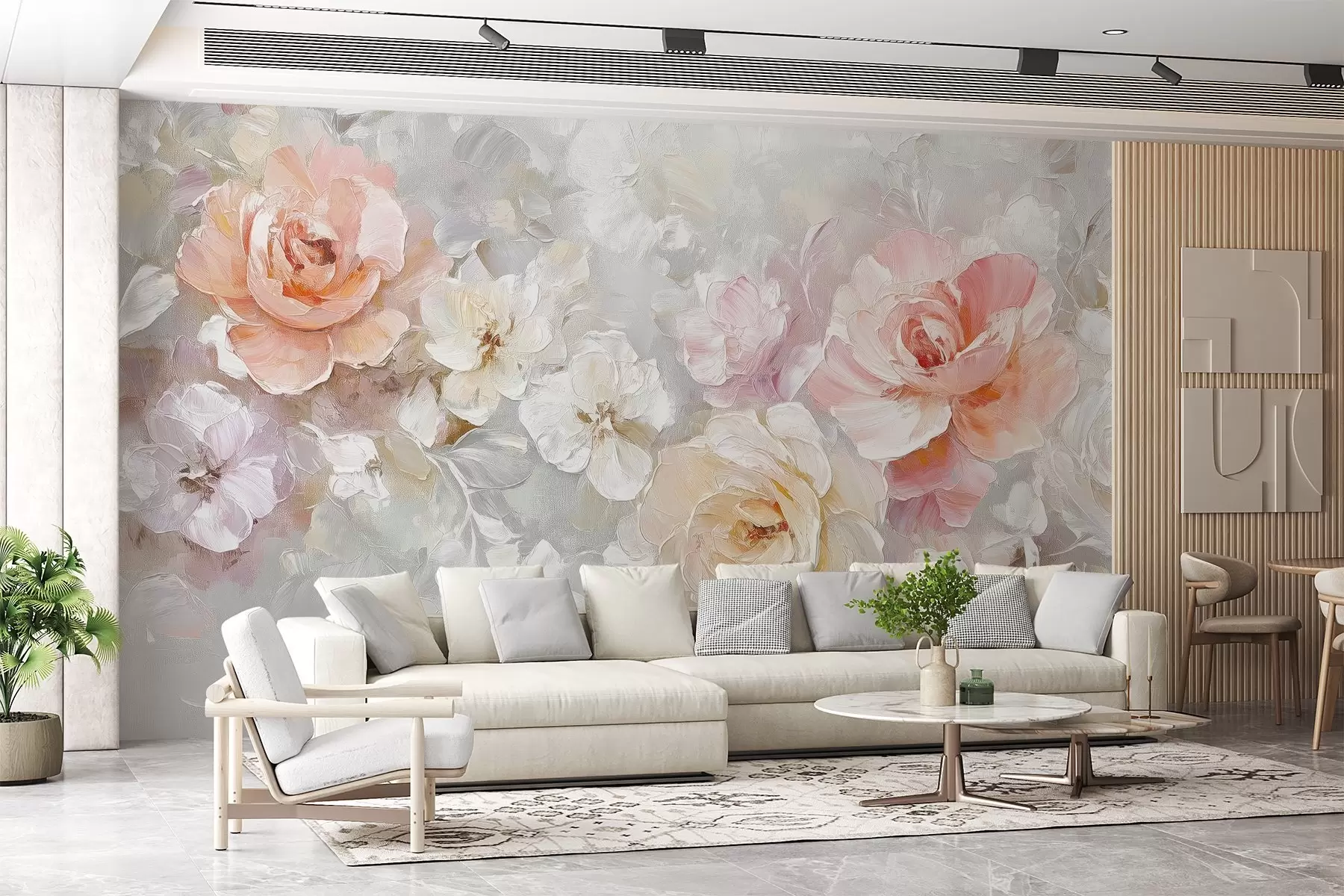 wall murals Delicate roses painted in oil w08928