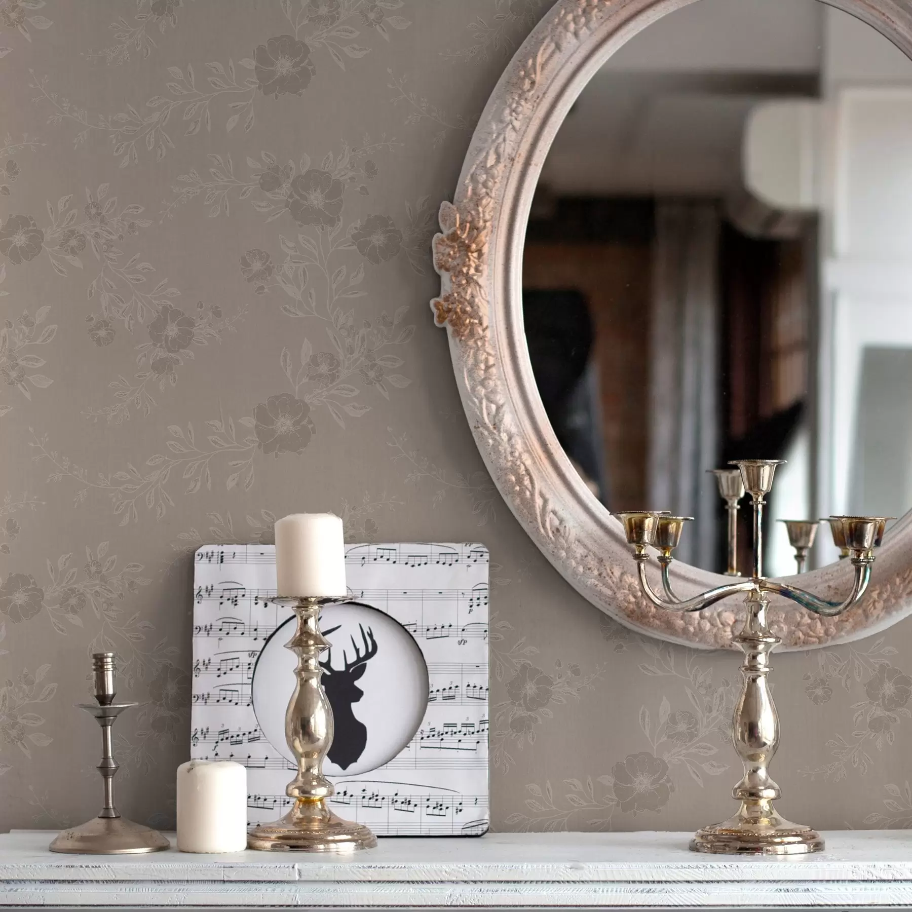 wall murals Flowers with light colored leaves a00006