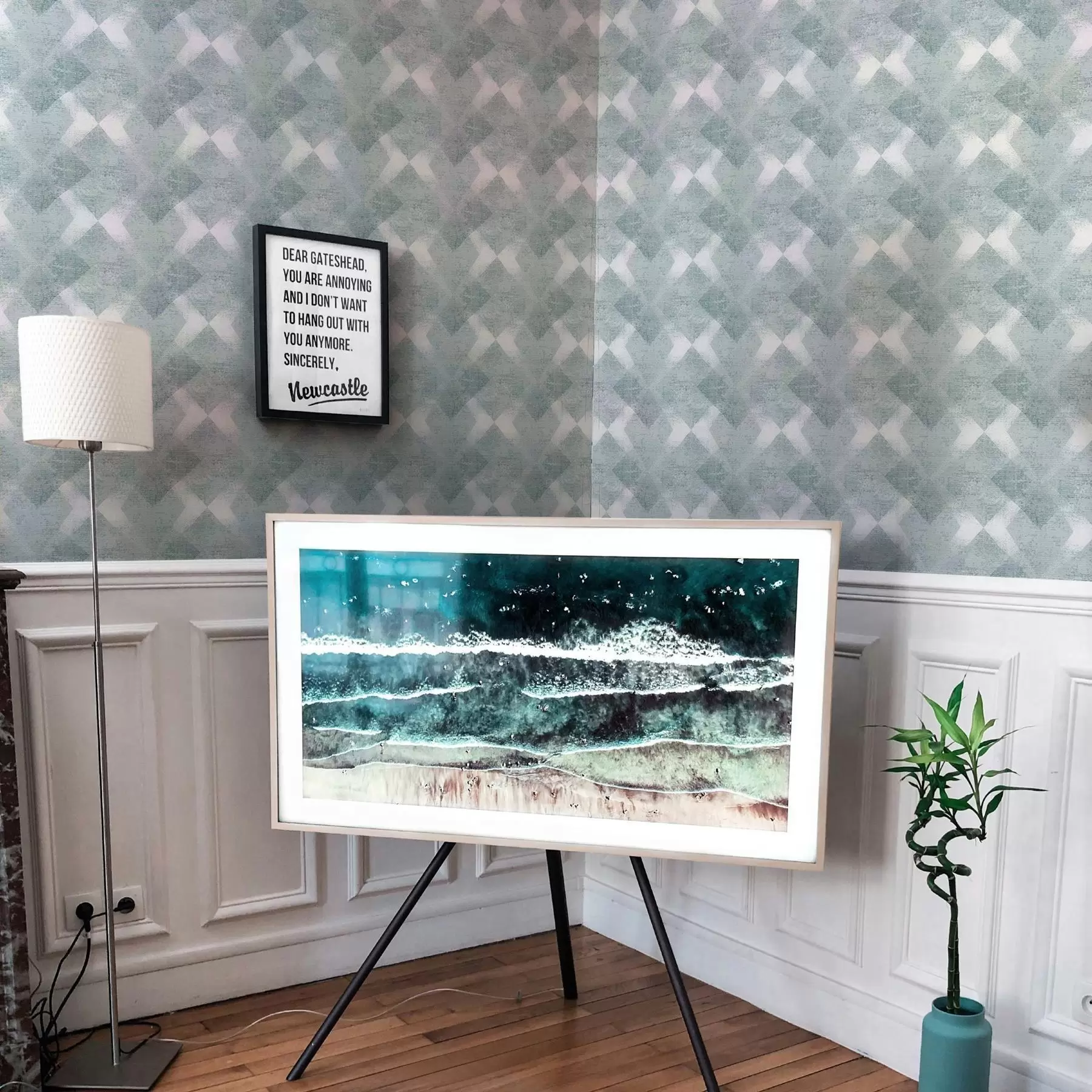 wall murals Rhombuses in blue colors a00007