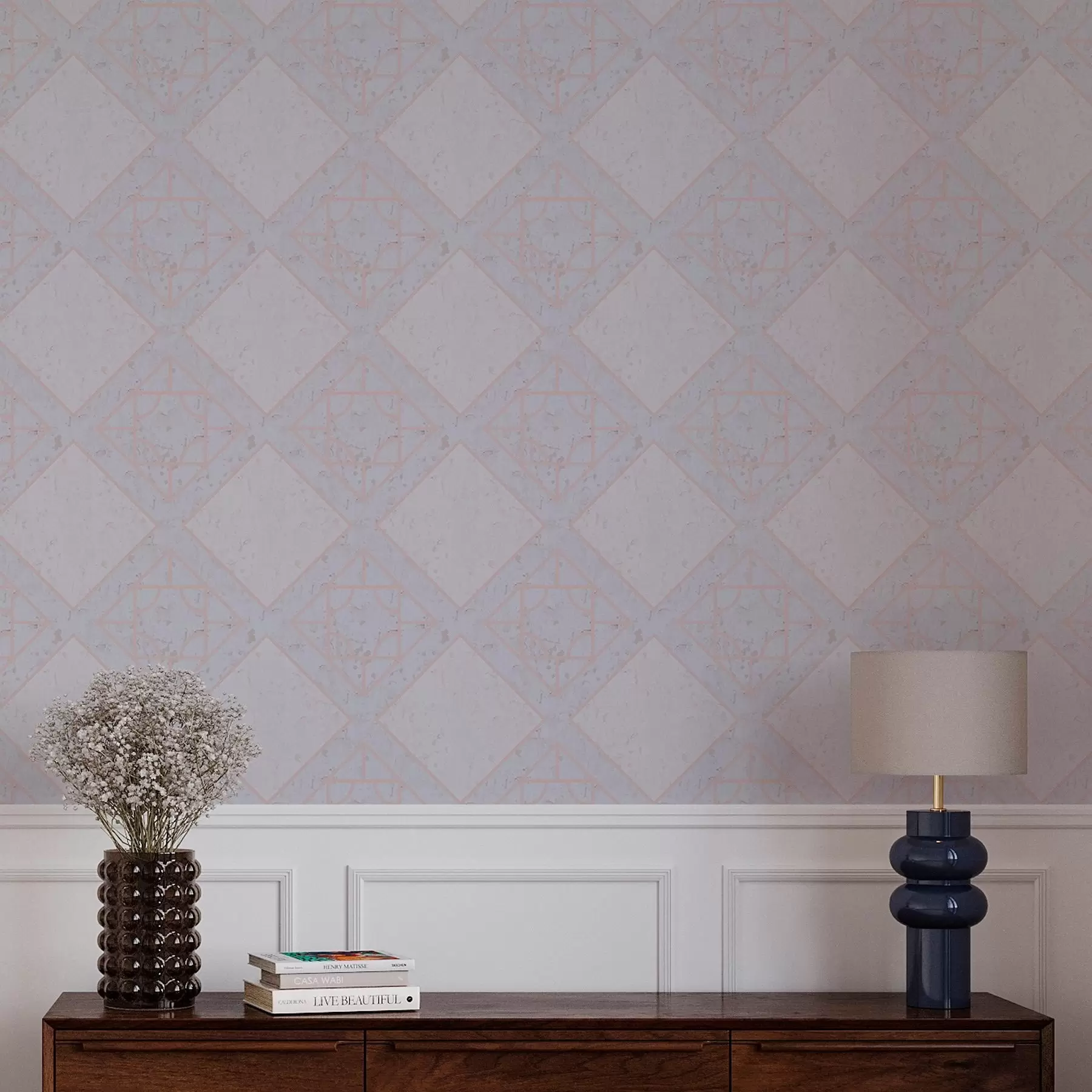 wall murals Rhombuses surrounded by pink outline a00010v2
