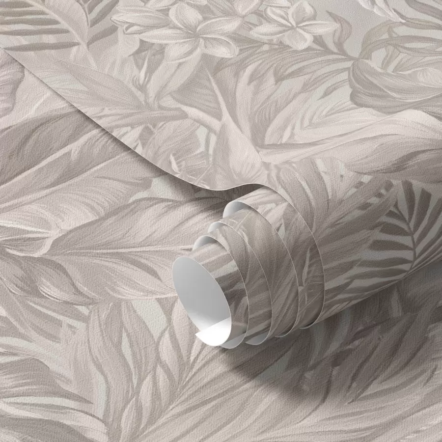 wall murals Tropical flowers and leaves in pastel colors a00024