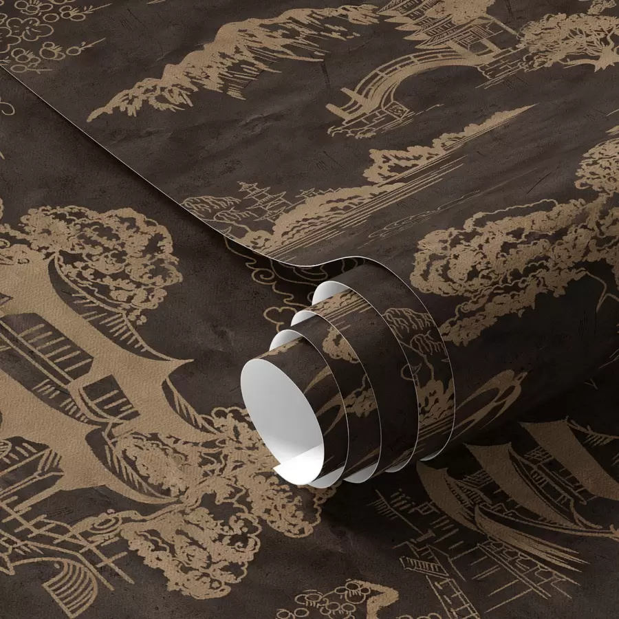wall murals Asian elements in brown a00065