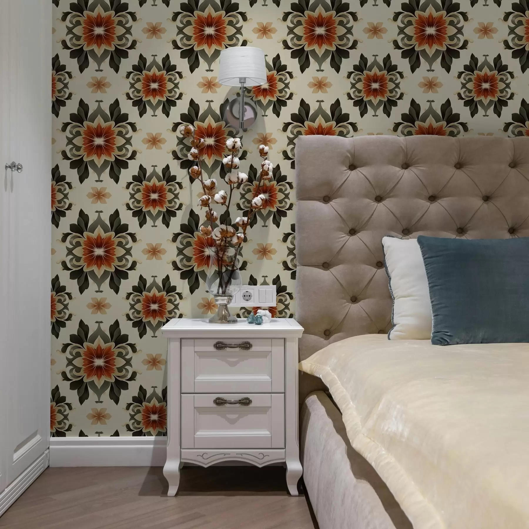 wall murals Abstract bright floral pattern on light background a00069v3