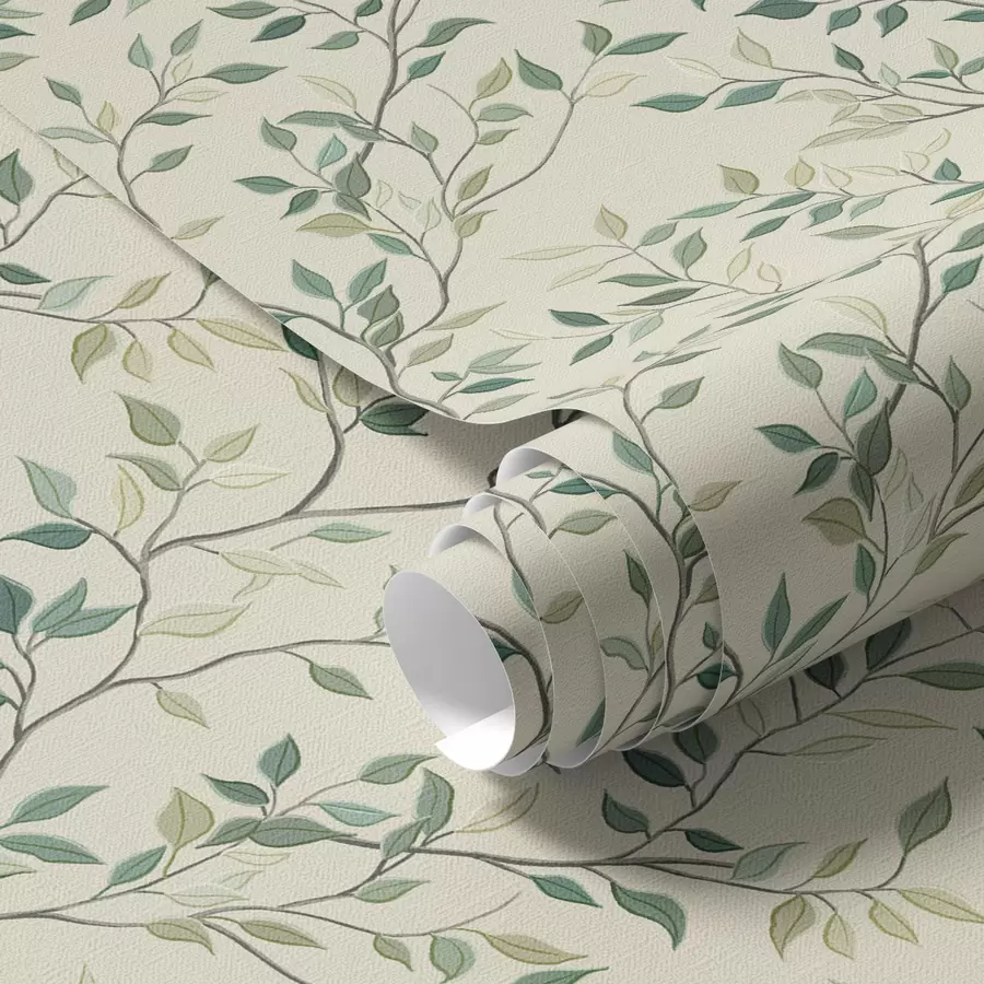 wall murals Gentle twisted twigs with leaves a00071