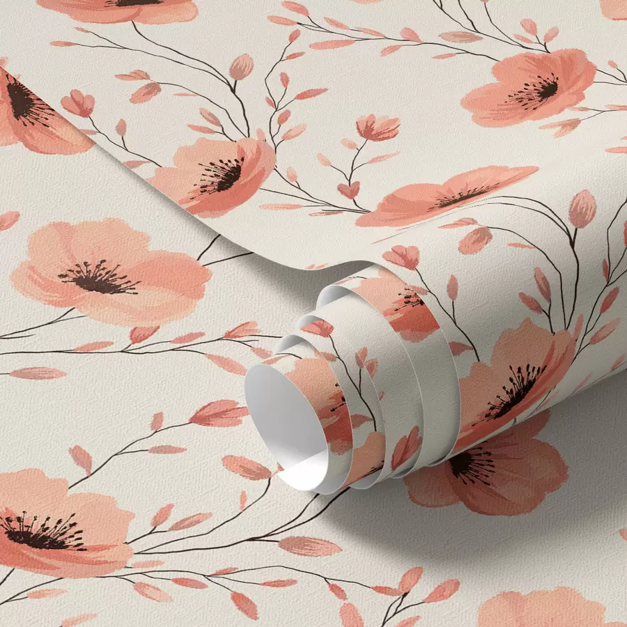 wall murals Pink poppies on stems a00083
