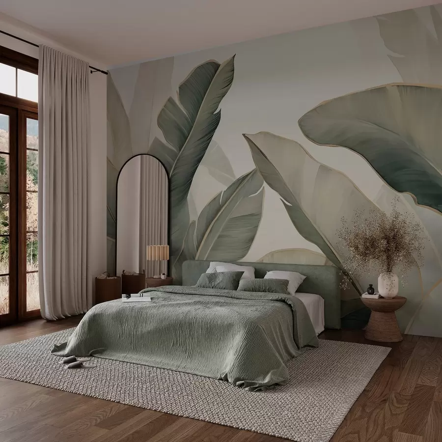 wall murals Tropical leaves w03427