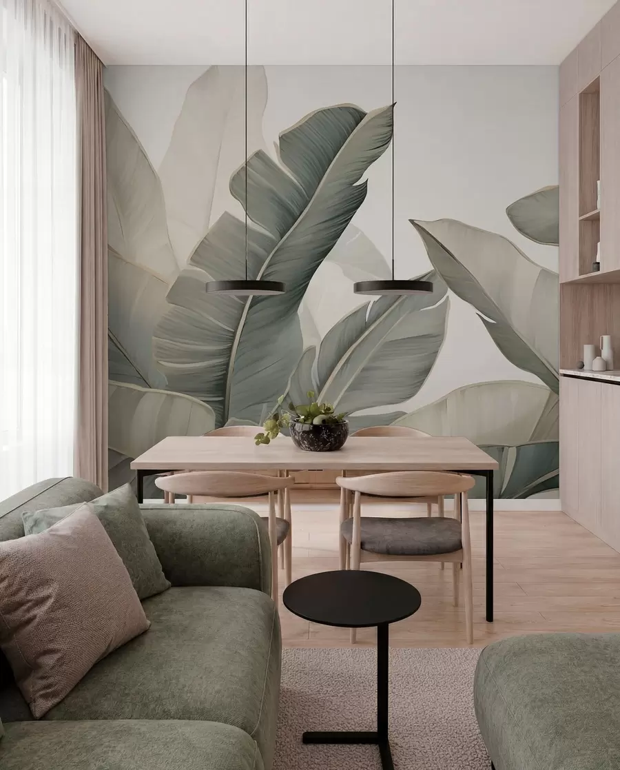 wall murals Tropical leaves w03427