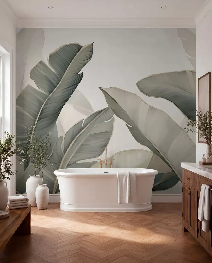 wall murals Tropical leaves w03427
