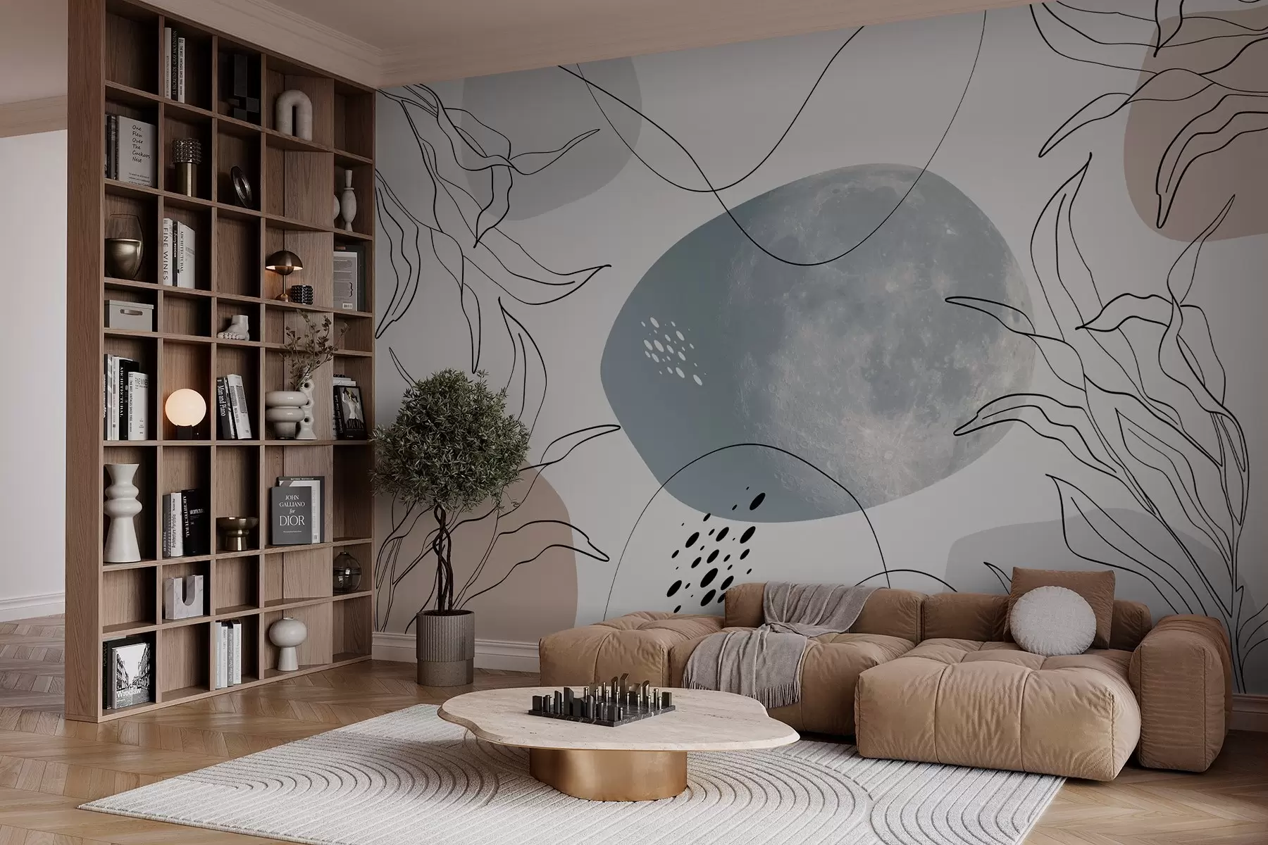 wall murals Abstract vegetation and spots w03470