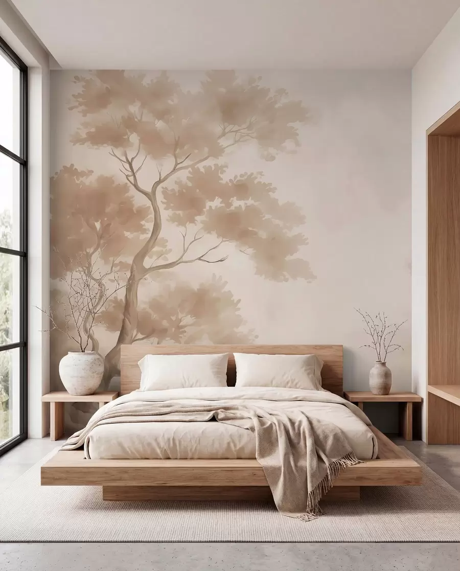 wall murals Tree imitation of blurred watercolor w03471