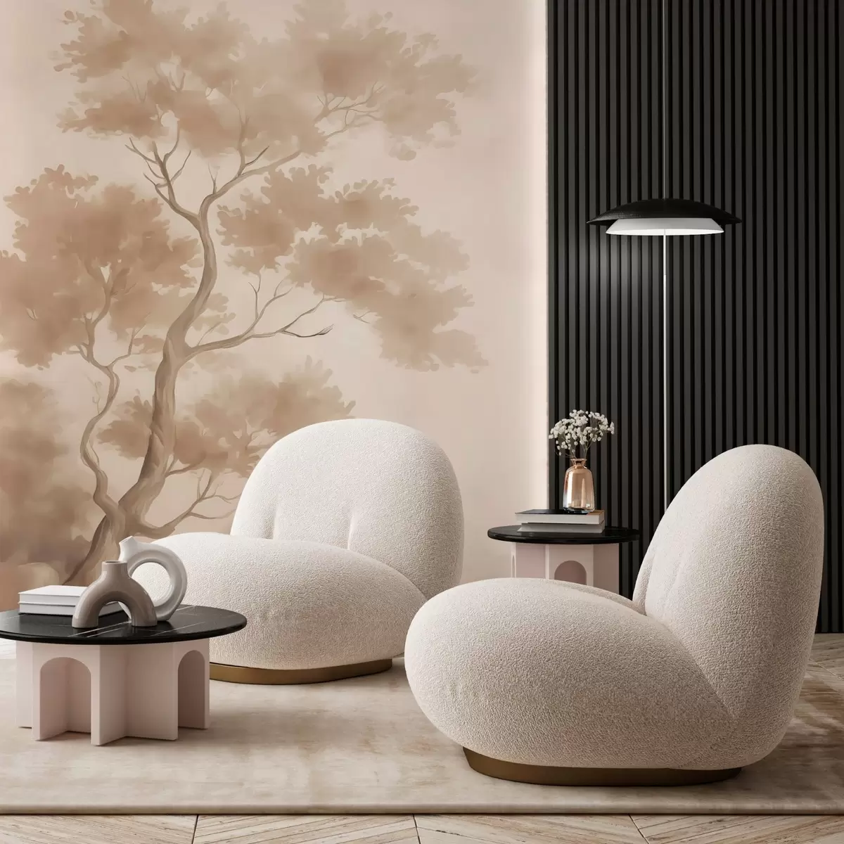 wall murals Tree imitation of blurred watercolor w03471