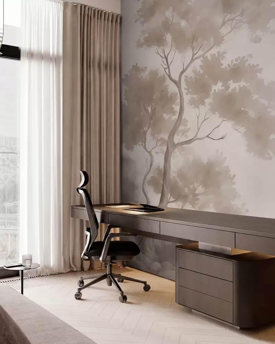 wall murals Tree imitation of watercolor blurred w03471v1