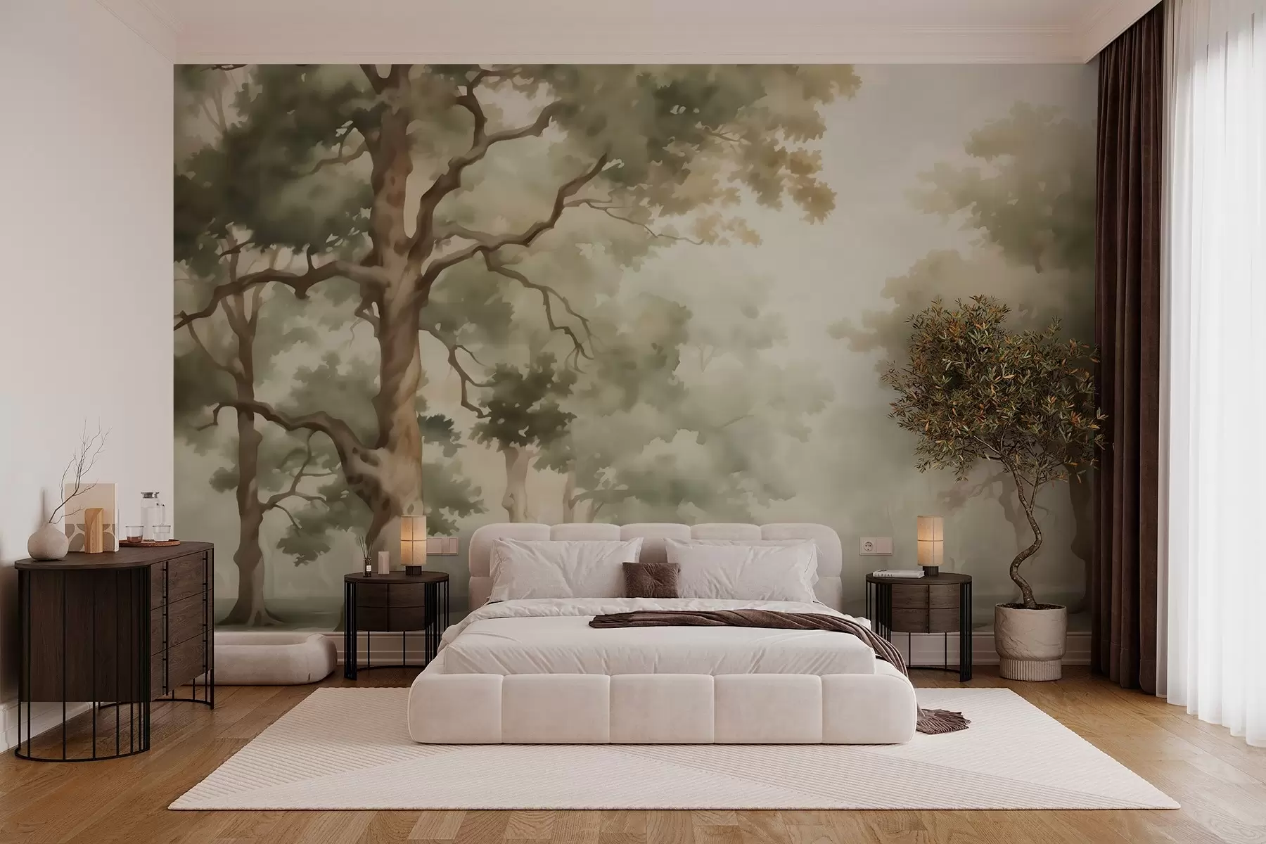 wall murals Oak grove imitation of blurred watercolor w03465