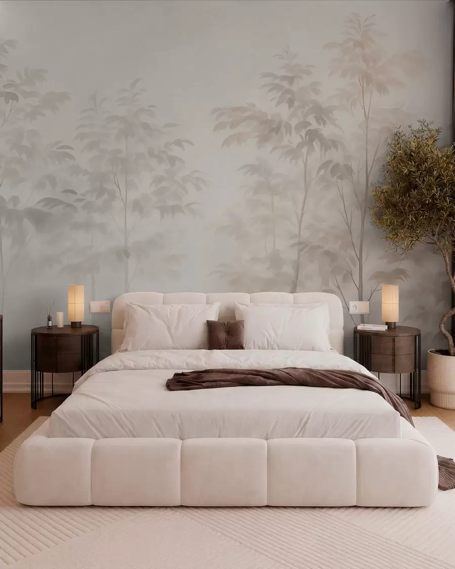 wall murals Trees imitation watercolor warm colors w03474