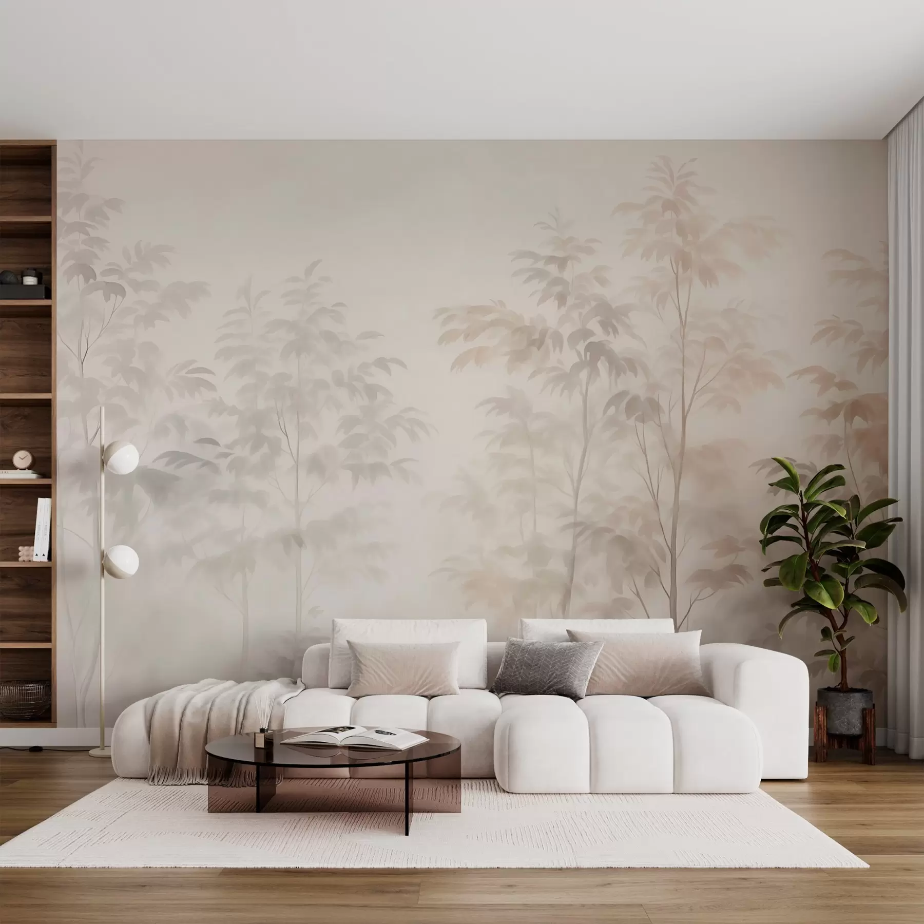 wall murals Trees imitation watercolor warm colors w03474