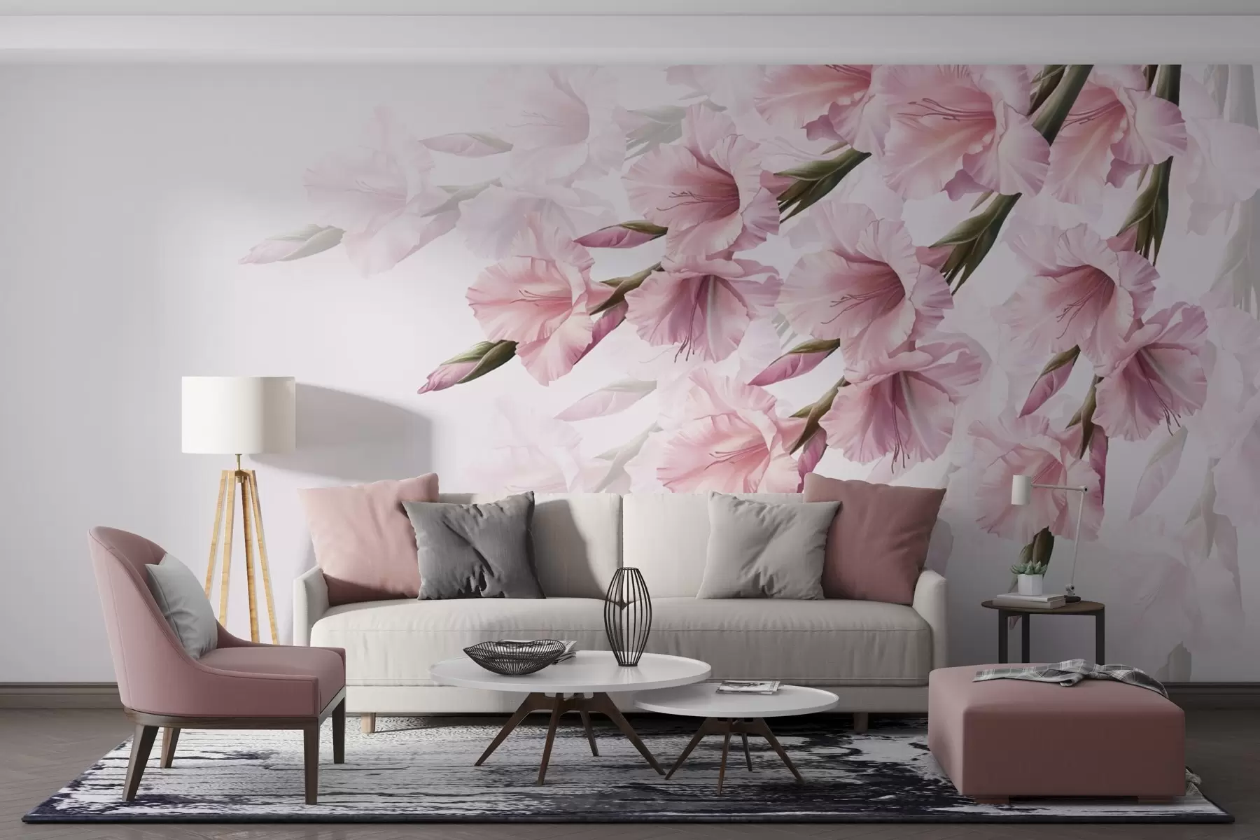 wall murals Large flowers in the corner w03546