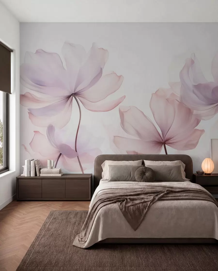 wall murals Blooming flowers in soft pink tones w03521