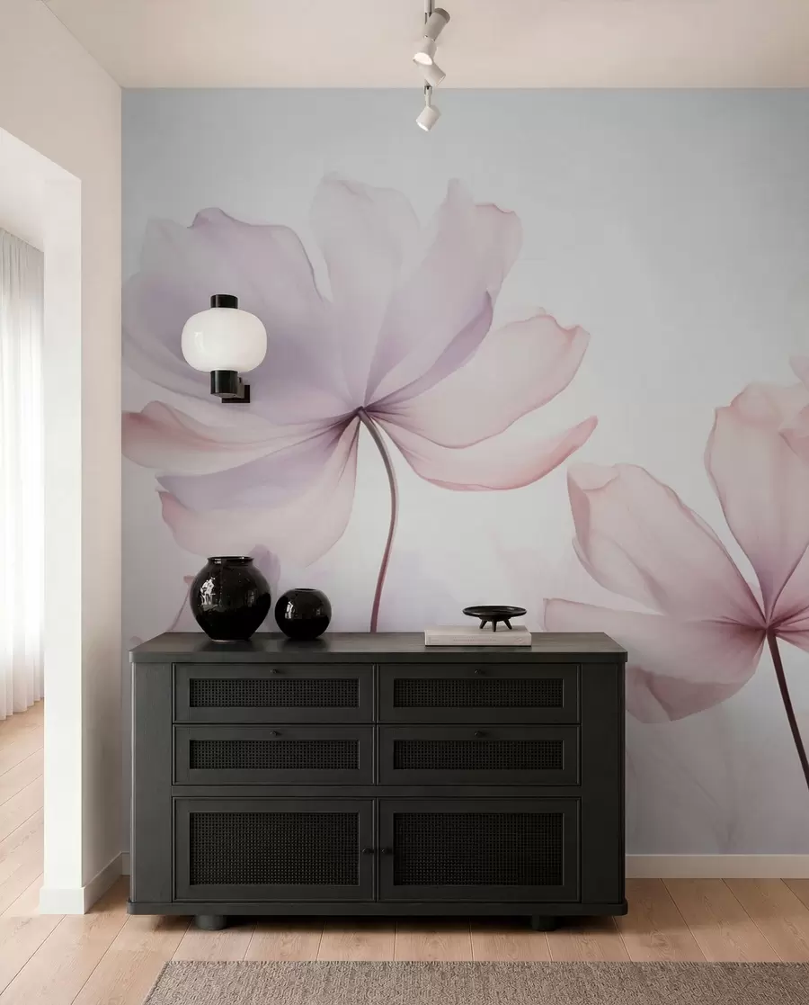 wall murals Blooming flowers in soft pink tones w03521