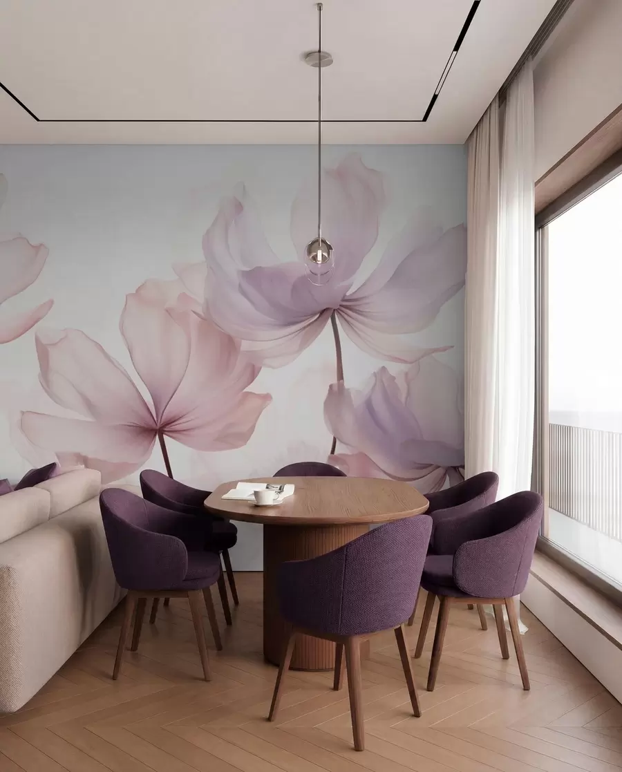 wall murals Blooming flowers in soft pink tones w03521