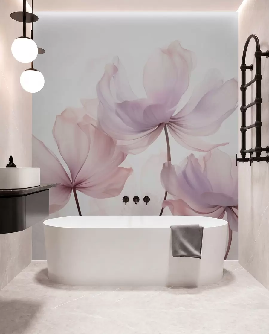 wall murals Blooming flowers in soft pink tones w03521