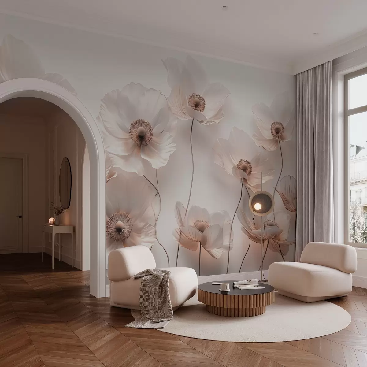 wall murals Delicate flowers in pastel shades w03518v1