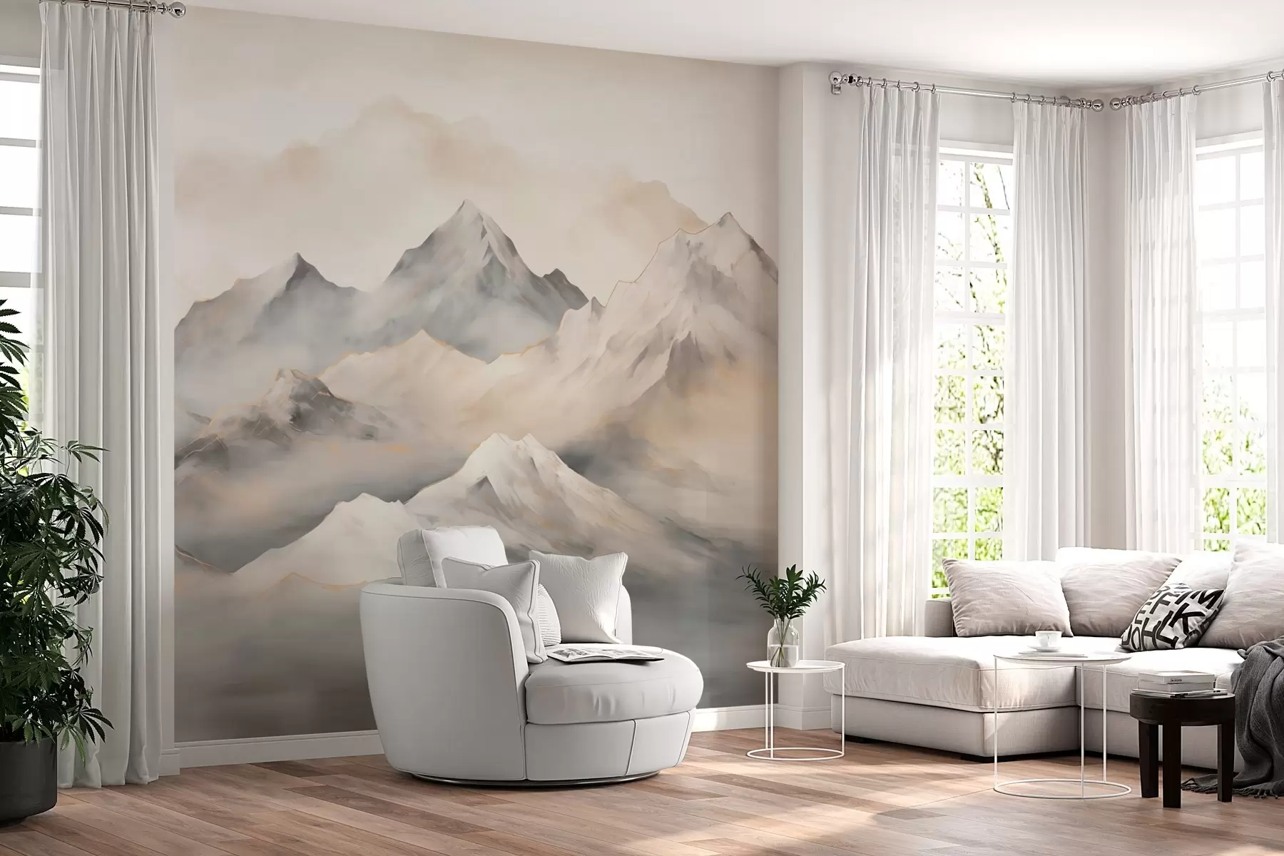 wall murals Misty mountains w03519