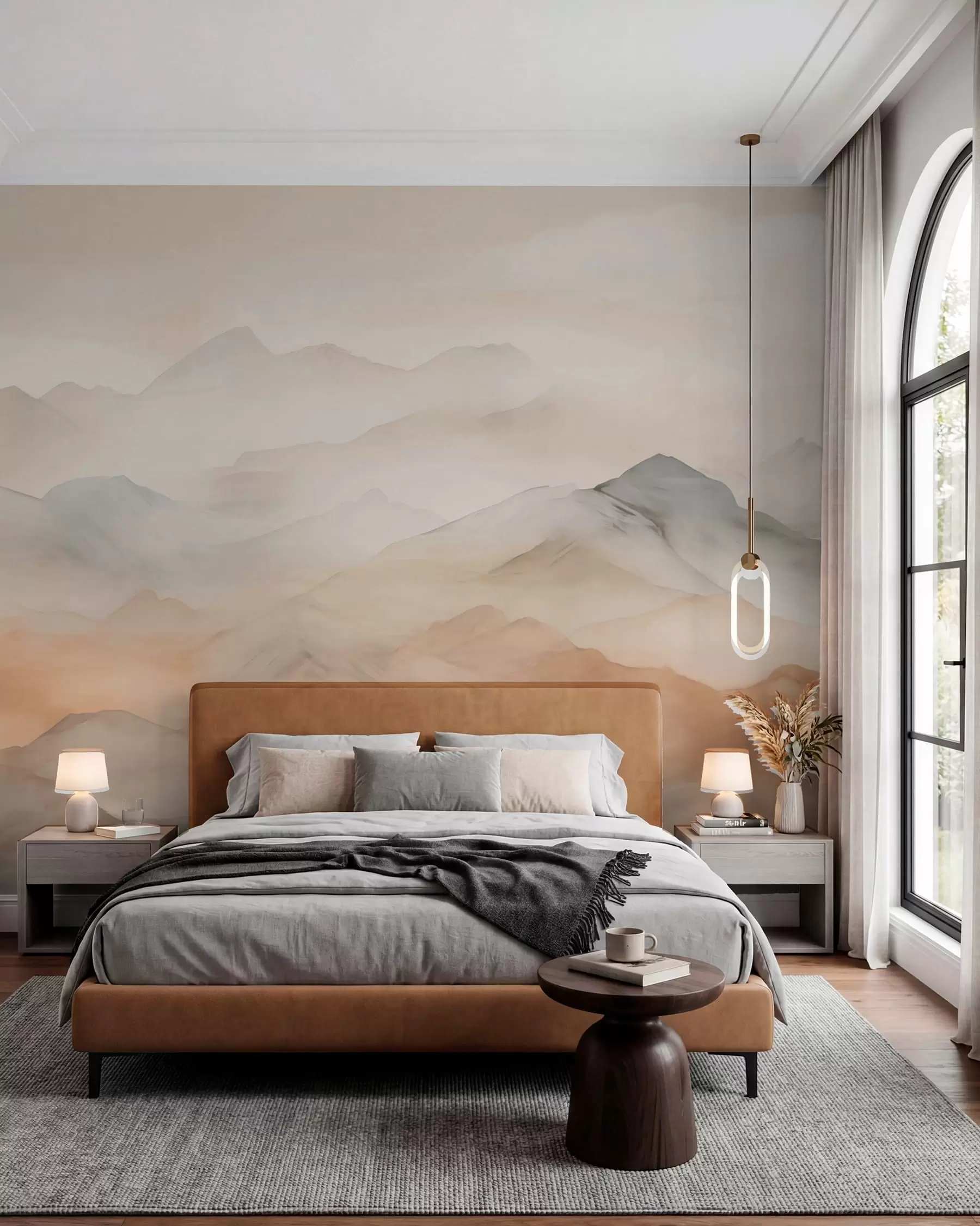 wall murals Misty mountains in soft colors w03535